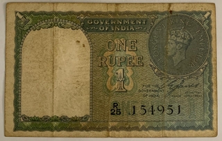 One Rupee Bank Note Signed By C E Jones of King Gorge VI of 1940