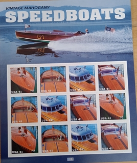 Extremely Rare MNH Miniature Sheet of Vintage Mahogany Speedboats issued in 2006