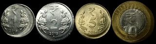 Set of Four Die Shifted Error Coins of Republic India.