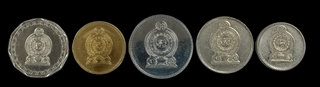 Copper -Nickel Set of Five Coins of Sri Lanka.