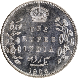 Rare Silver One Rupee Coin of King Edward VII of Bombay Mint of 1906.