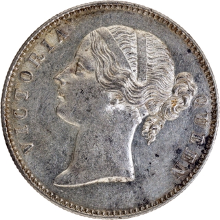 Rare Unlisted Victoria Queen Silver One Rupee Coin of Divided Legend of Calcutta Mint of 1840.