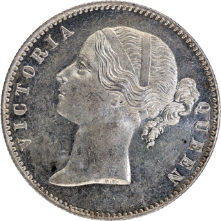 Rare Victoria Queen Silver One Rupee Coin of Divided Legend of Calcutta Mint of 1840.