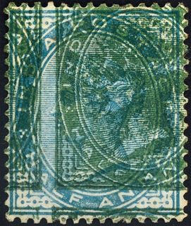Exceedingly Rare Multiple Printing Error of Queen Victoria Blue Green.