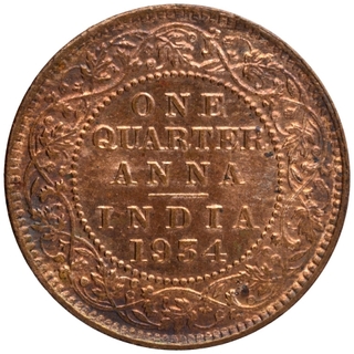 Bronze One Quarter Anna Coin of King George V of Calcutta Mint of 1934.