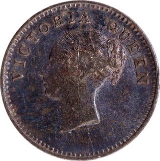 Scarce Silver Two Annas Coin of Victoria Queen Continuous Legend of Calcutta Mint of 1841.