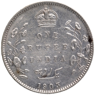 Silver One Rupee Coin of King Edward VII of Bombay Mint of 1903.