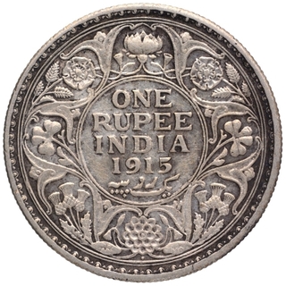 Silver One Rupee Coin of King George V of Bombay Mint of 1915.