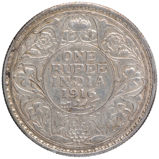 Silver One Rupee Coin of King George V of Bombay Mint of 1916.