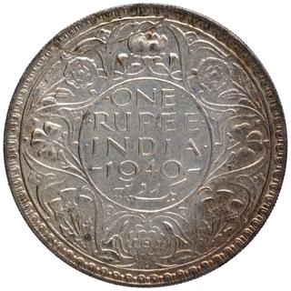 Silver One Rupee Coin of King George VI of Bombay Mint of 1940.