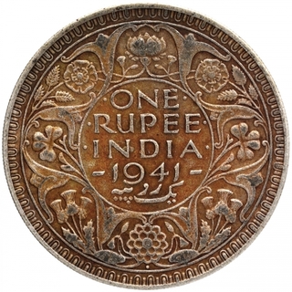 Silver One Rupee Coin of King George VI of Bombay Mint of 1941.